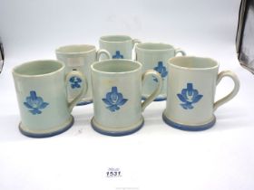 Six Swedish Studio Pottery Pint tankards.