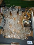 A small quantity of glass including Edinburgh Crystal candlesticks, vases, novelty hock glasses,