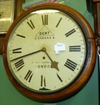 A Satinwood cased fusee Wall Clock by Dent, 61 Strand & Royal Exchange, London,