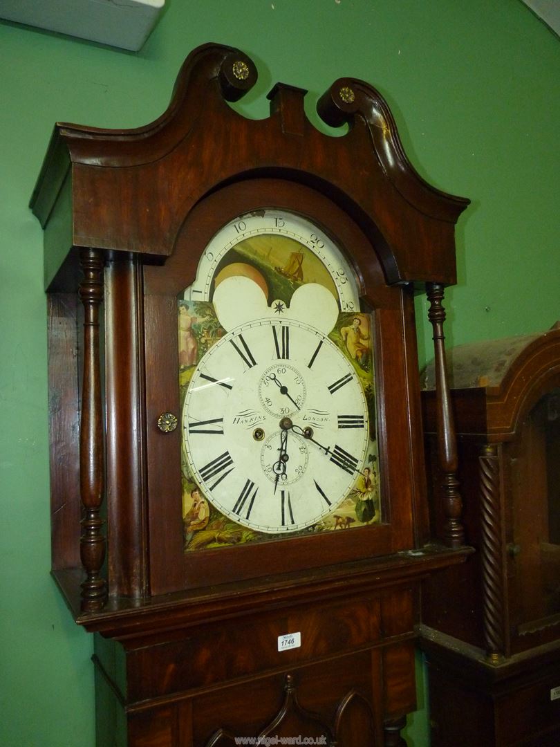 An imposing cross-banded Mahogany cased Longcase clock having arced painted face with Roman - Image 2 of 13