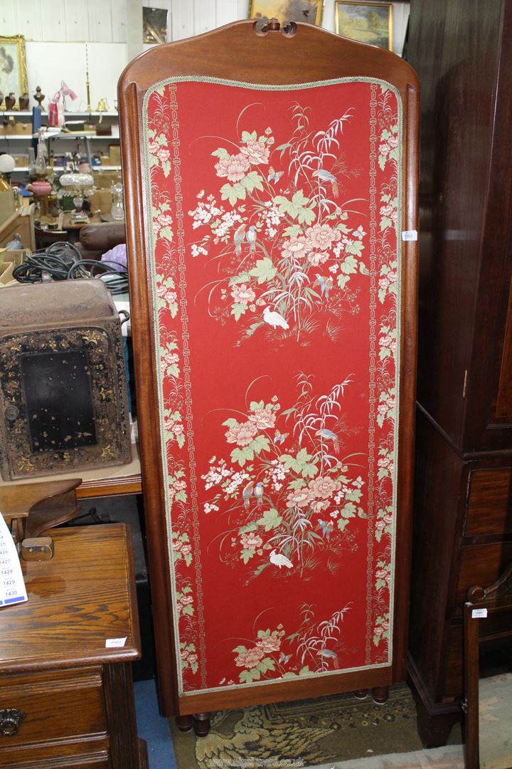 An elegant Mahogany framed, carved detail three fold Screen,