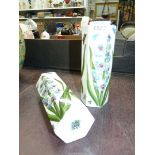 A pair of Portmeirion octagonal shape Vases decorated with hyacinth, decorated with bees,