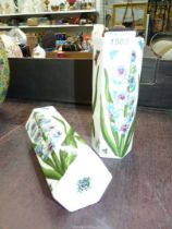 A pair of Portmeirion octagonal shape Vases decorated with hyacinth, decorated with bees,