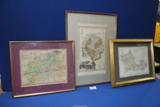 Three engraved maps; Herefordshire - Laneley 1817,