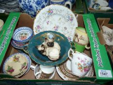 A quantity of china including Beswick Siamese kittens, Doulton,