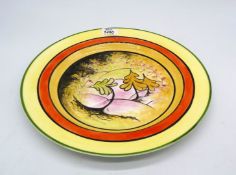 An Elements of Fire prototype Charger with stylised trees, orange and yellow bands to rim,