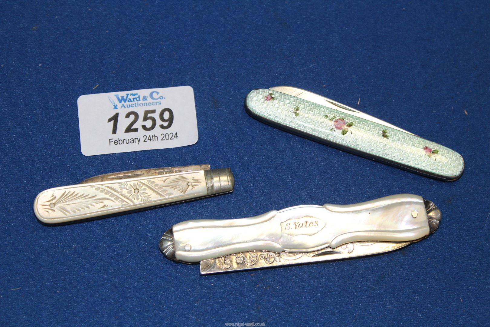 Two silver bladed Fruit knives with Mother of pearl handles, Sheffield, one dated 1857, - Image 2 of 3