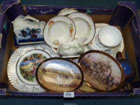 A quantity of china including Bradex display plates, Meakin gravy boat,