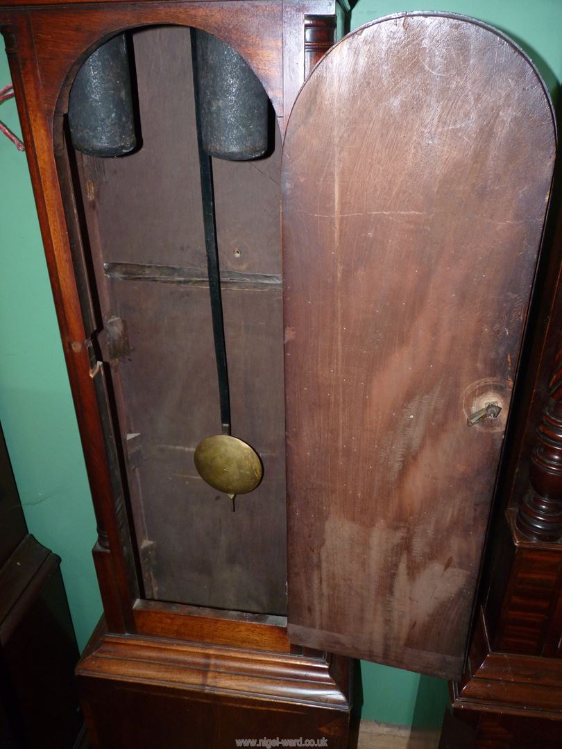 A Mahogany cased Longcase Clock having an arched door and mirrored swan-neck pediment, - Image 6 of 9