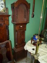 A Mahogany long-case clock Case having intricate light and dark-wood stringing,