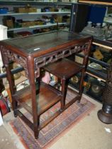 A 19th century Chinese hardwood display stand/etagere/table possibly Hongmu,
