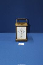 A large repeating brass Carriage clock - ''L-Epee Fondee-en 1839'', (top oval glass missing),