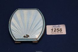 A silver Compact with blue enamel lid, Birmingham 1934, makers Adie Bros. Ltd.