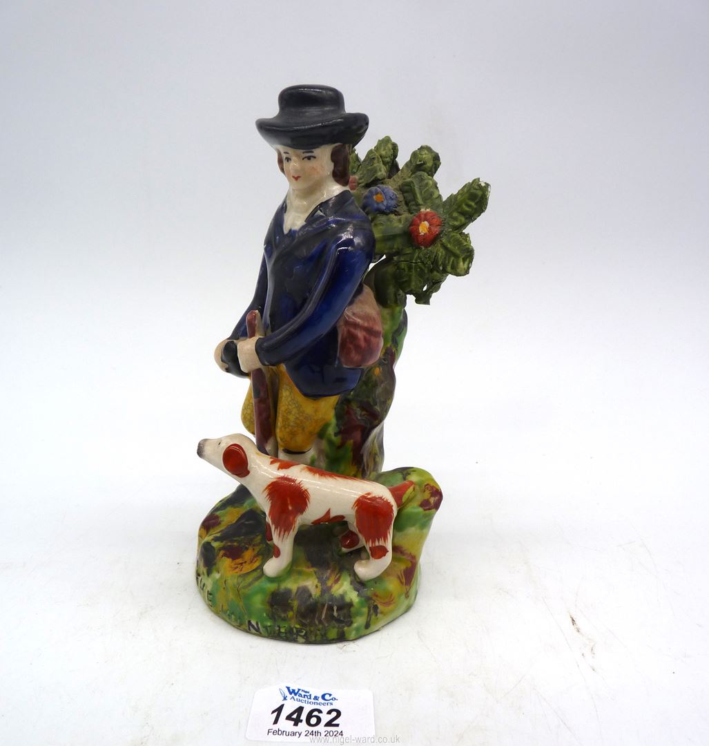 A Staffordshire figure "The Hunter", 7" tall.