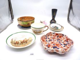 A quantity of china including a large Copeland Spode "Leaping the Brook" cup,