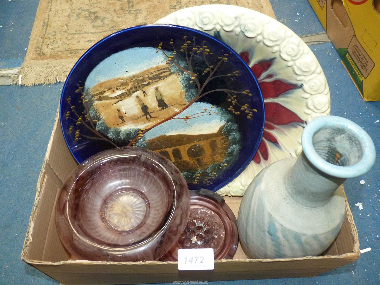 A Studio pottery Vase and Dish, French display plate, - Image 2 of 2