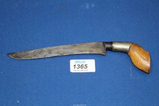 A Dagger, possibly a Badik knife and having Damascus blade, 8 3/4'' long overall.