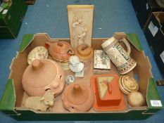 A quantity of ceramics including; cheese dish, tankard, small bust of Beethoven,