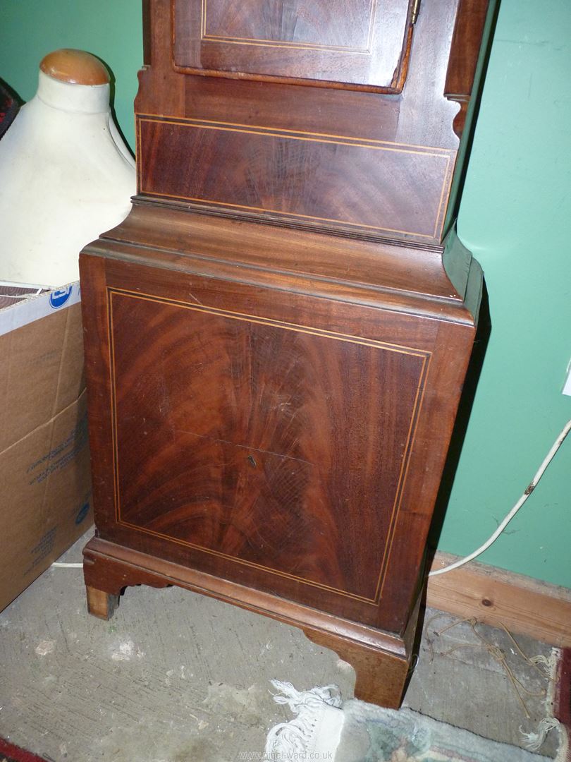 An Oak and Mahogany cased Longcase / grandfather clock having light and dark-wood stringing, - Image 6 of 6