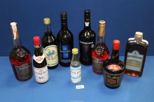 A quantity of unopened alcohol bottles including two Martell VS cognac, 70cl and 1L, Cockburns Port,