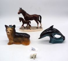A Poole dolphin plus a long haired terrier, mare & foal and a tiny polar bear.