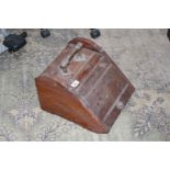 An Edwardian Mahogany Coal Box with brass/copper handle.