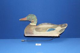A rare surviving, American made "Johnson's Folding Fibreboard Decoy" Duck,