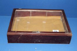 A wooden display case with hanging fastenings, 16" wide x 4" deep x 12" high, approx.
