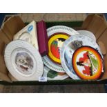 A quantity of display plates including; Royal Doulton 'Bunnykins',