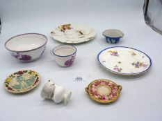 A quantity of china including a blue Jasperware two-handle bowl,