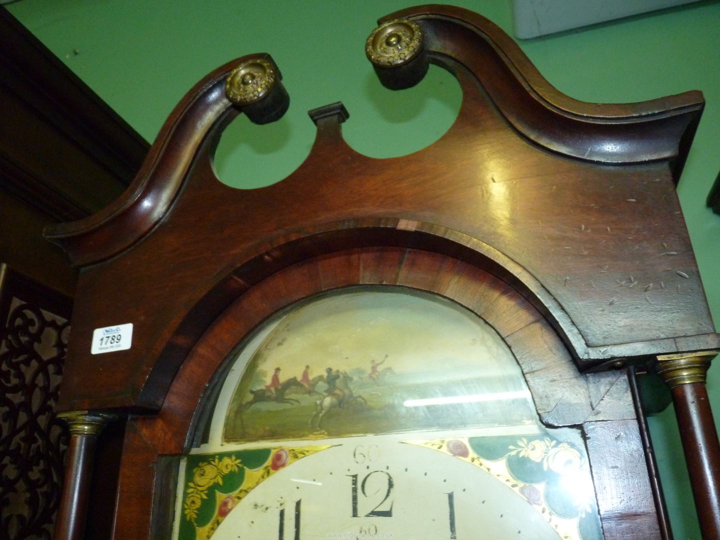 A Mahogany cased Longcase Clock having an arched door and mirrored swan-neck pediment, - Image 5 of 9