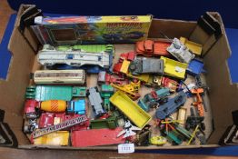 A quantity of toy lorries, trailers and military vehicles including; Corgi, Matchbox, Land Rover,