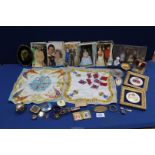 A small quantity of Royal Commemorative items including Coronation handkerchief, trinket pots,