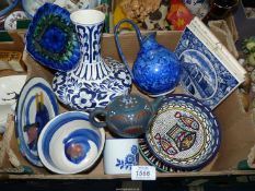 A quantity of china including modern Delft tiles, Enniskillin pottery plate and bowl,