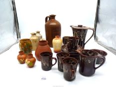 A quantity of stoneware and pottery items including a part Kernewer Cornwall coffee set,Ewenny vase,