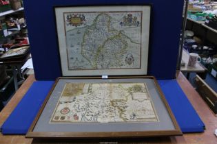 Two Maps, Westmorland - Speed's, framed 24'' x 19'' and British Museum copy of Saxton's,