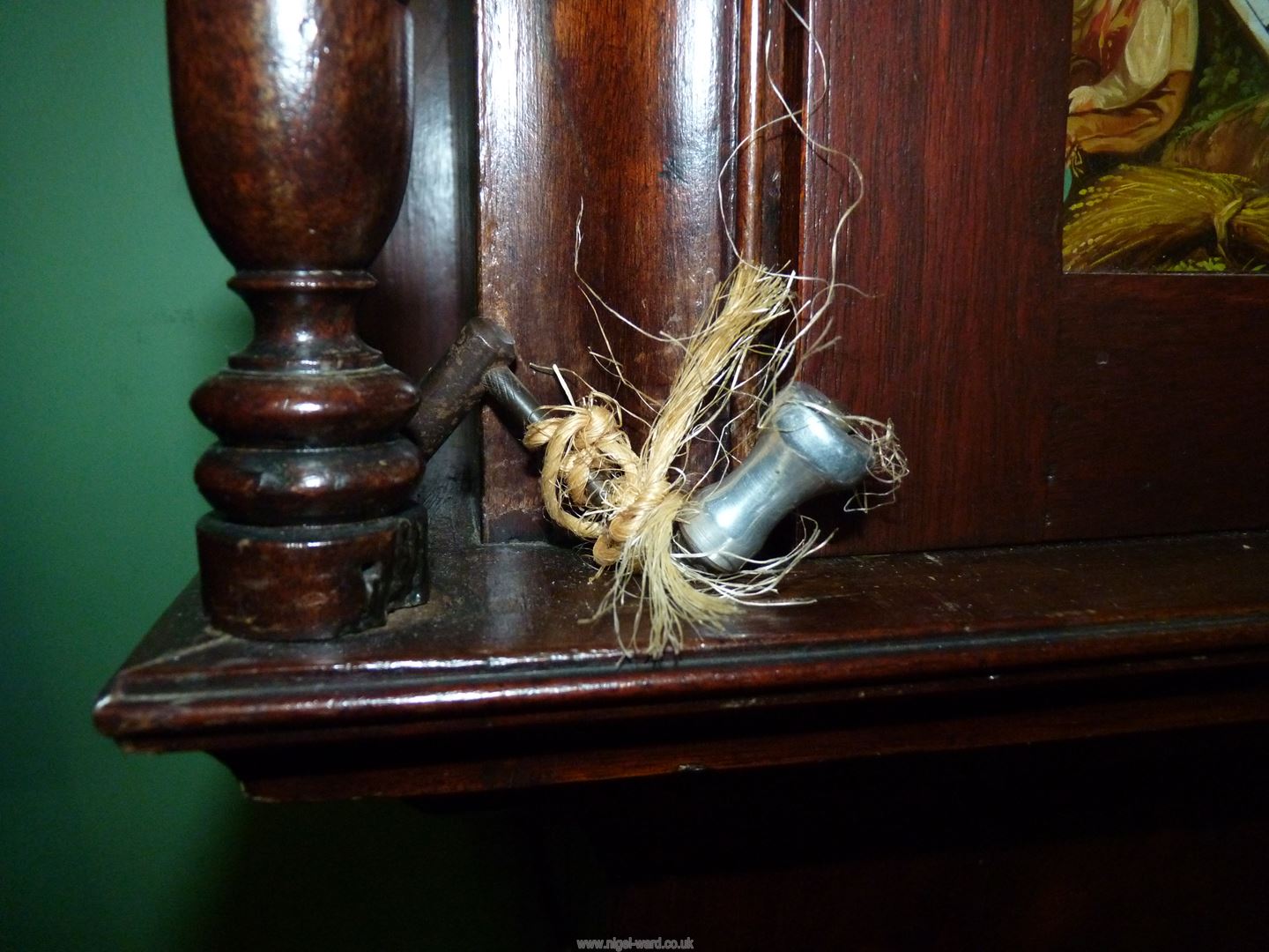 An imposing cross-banded Mahogany cased Longcase clock having arced painted face with Roman - Image 13 of 13