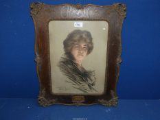 A carved wooden framed Print by Philip Boileau titled 'Peggy', 17 1/4" x 21 1/4".