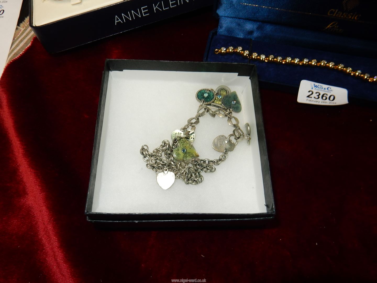 A Lotus costume tennis bracelet and a matching necklace, a Anna Klein watch with changeable bezels, - Image 4 of 5