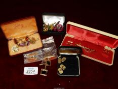 A quantity of various cufflinks and studs including; HG & S 'Goldoid' cufflinks,