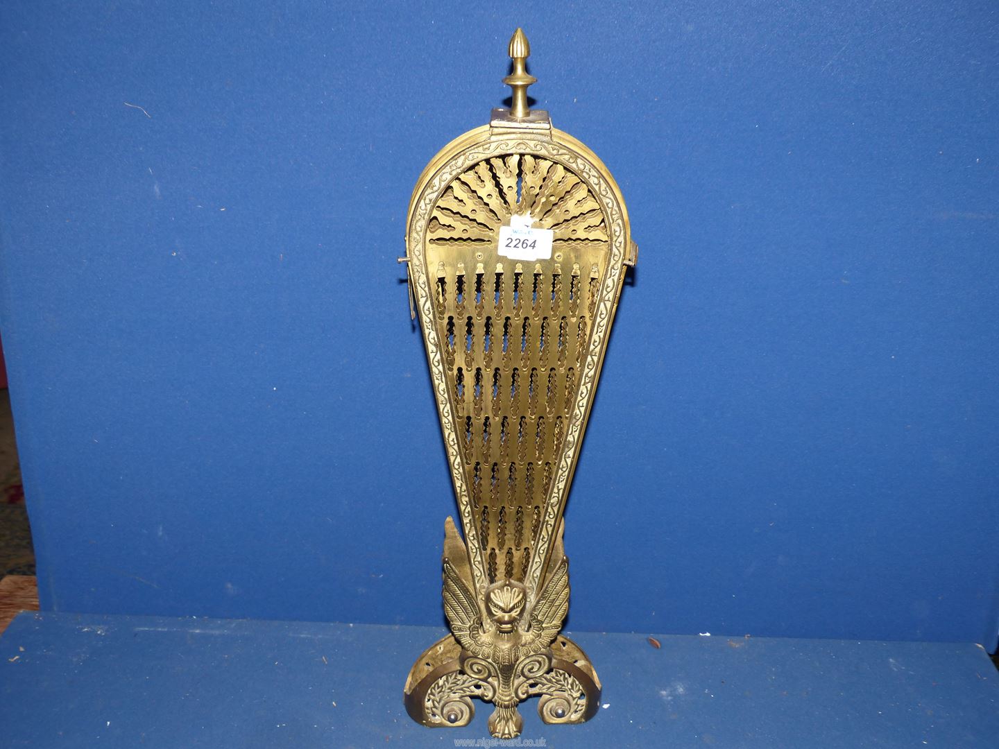 A Brass Peacock tail Fire screen, 23½" tall. - Image 2 of 2