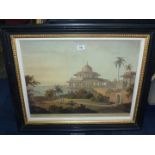A framed coloured Print 'The Chalees Satoon in the Fort of Allahabad on The River Jumna'.