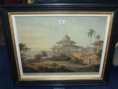 A framed coloured Print 'The Chalees Satoon in the Fort of Allahabad on The River Jumna'.