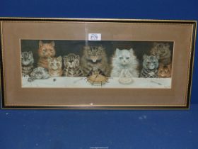 A framed and mounted Louis Wain Print 'What We Are About to Receive', image 19" x 6".