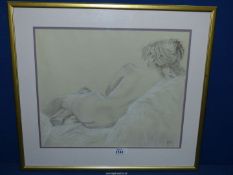 A framed "Nude"chalk/charcoal by Barbara Frances.