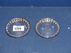 A pair of small Silver sweetmeat Dishes, Birmingham 1972 having pie crust edge, makers 'A.