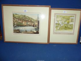 A framed and mounted Artist Proof print titled 'The Dart at Dittisham', indistinct siganature,