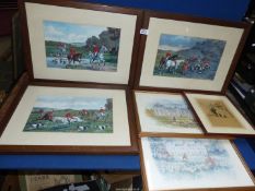 A box of Prints to include; de Condamy hunting prints,