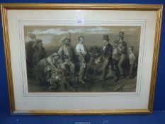 A framed and mounted Charcoal picture titled 'The Peasants Reward' by Francois Constant Mes.
