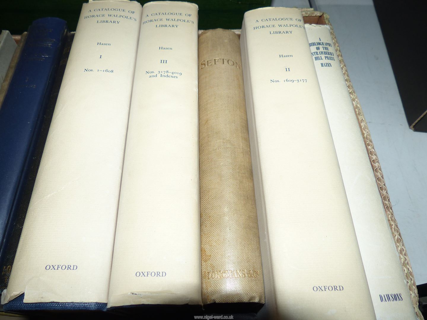 A box of Books to include Three volumes of Horace Walpoles Library, Mrs. - Image 2 of 5